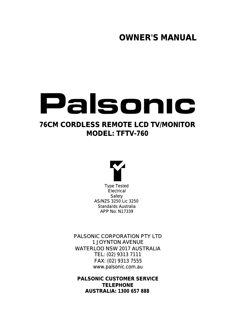 Página nº 1 - Manual de usuario Palsonic TFTV760