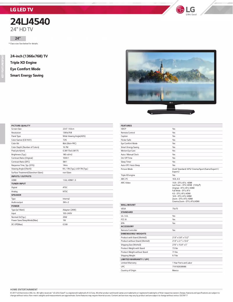 Imagen de la primera página del manual del dispositivo 24LJ4540