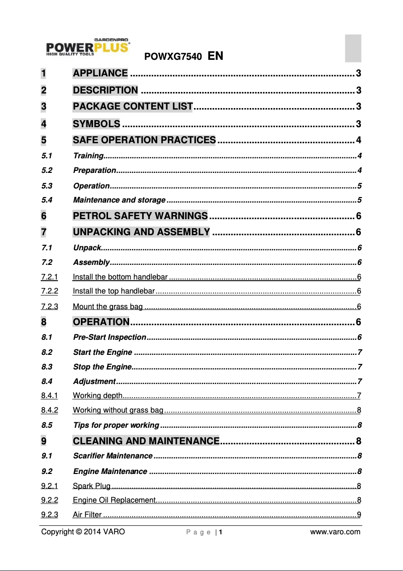 Página 1 del manual Manual de usuario PowerPlus POWXG7540