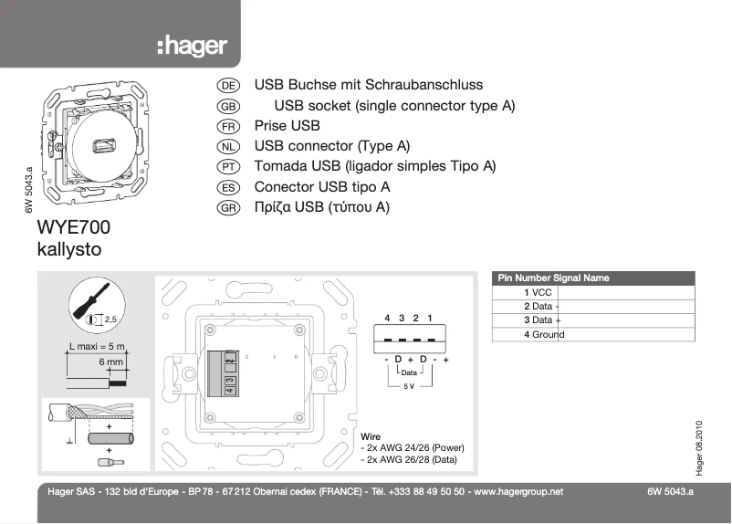 Página 1 del manual Manual de usuario Hager WYE700