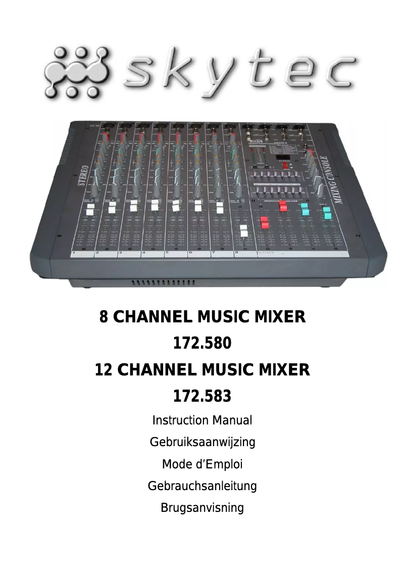 Imagen de la primera página del manual del dispositivo 12 CHANNEL MUSIC MIXER