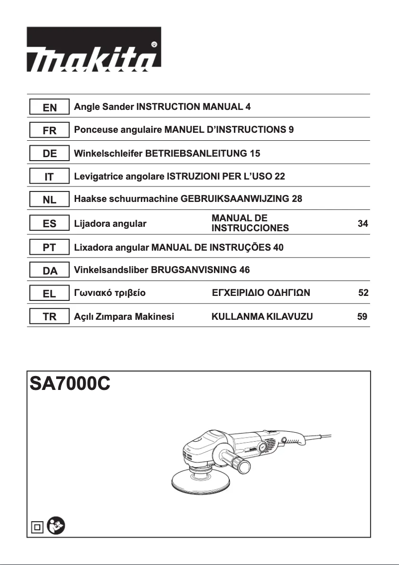 Página 1 del manual Manual de usuario Makita SA7000C