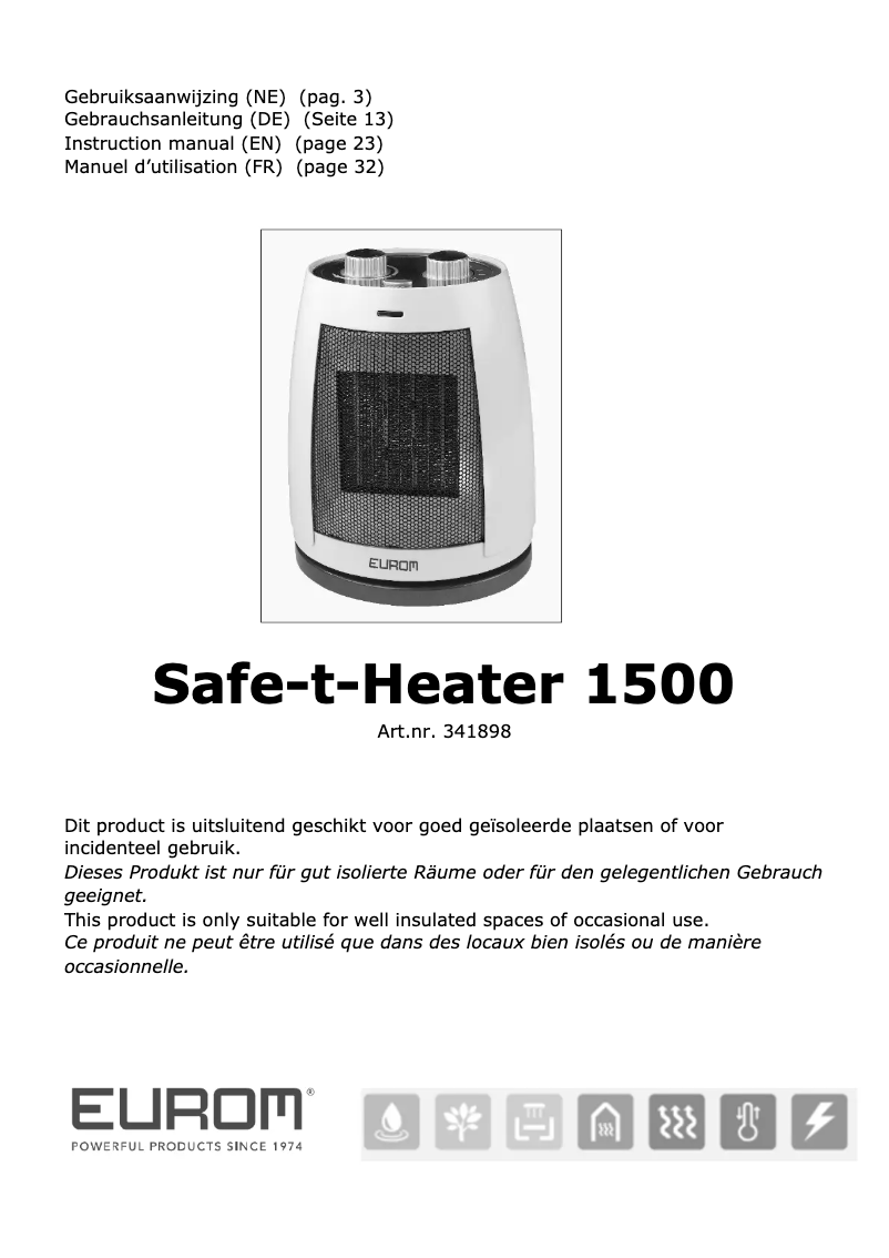 Página nº 1 - Manual de usuario Eurom Safe-t-Heater 1500
