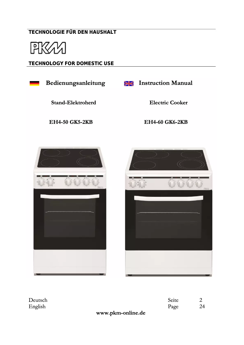 Página 1 del manual Manual de usuario PKM EH4-60 GK6-2KB
