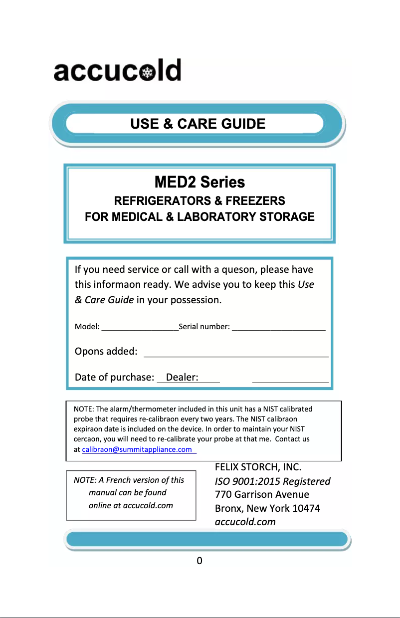 Página 1 del manual Guía de instalación Summit Accucold FF511LBIMED2