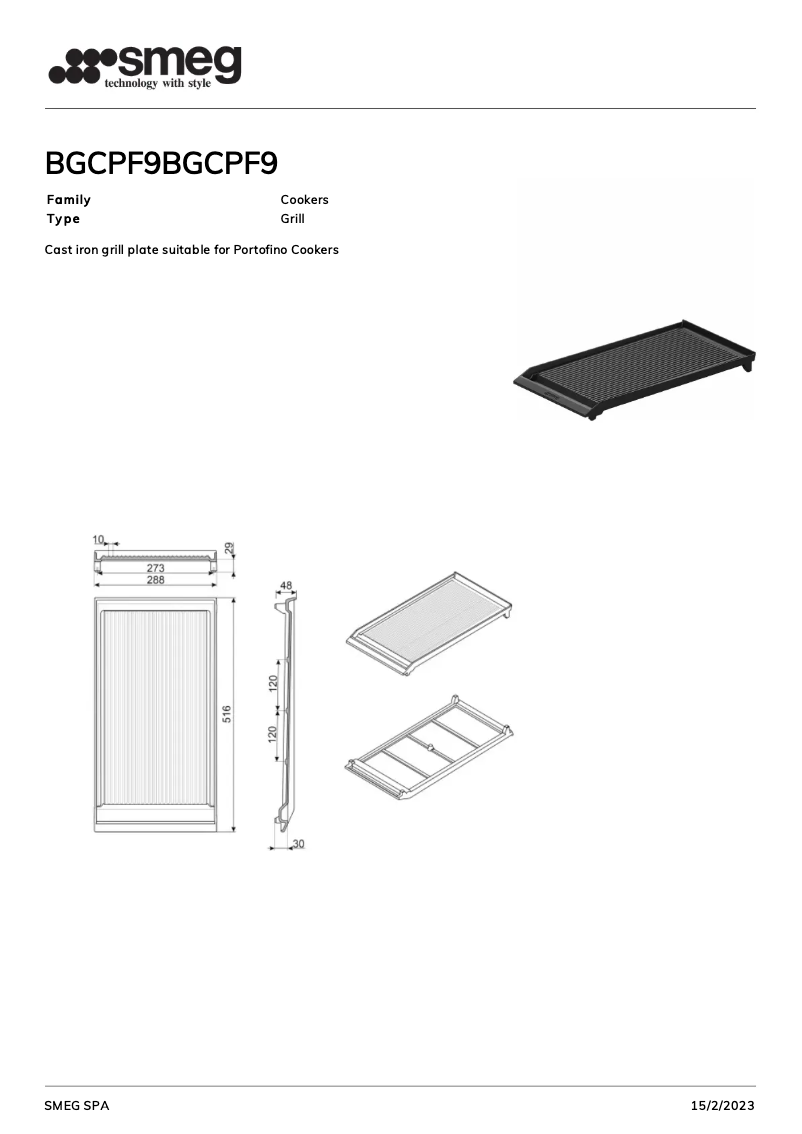 Página 1 del manual Folleto Smeg BGCPF9