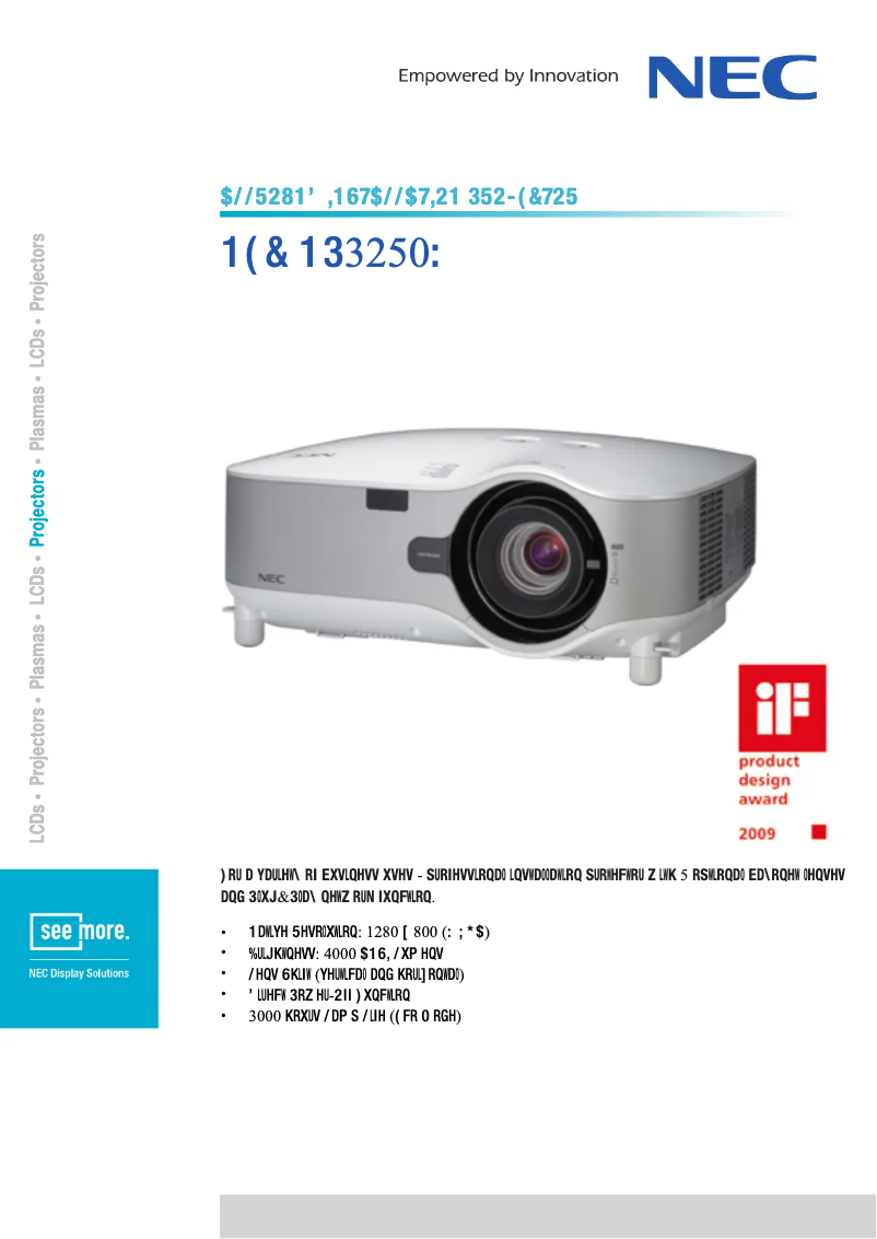 Página 1 del manual Ficha técnica NEC NP3250W