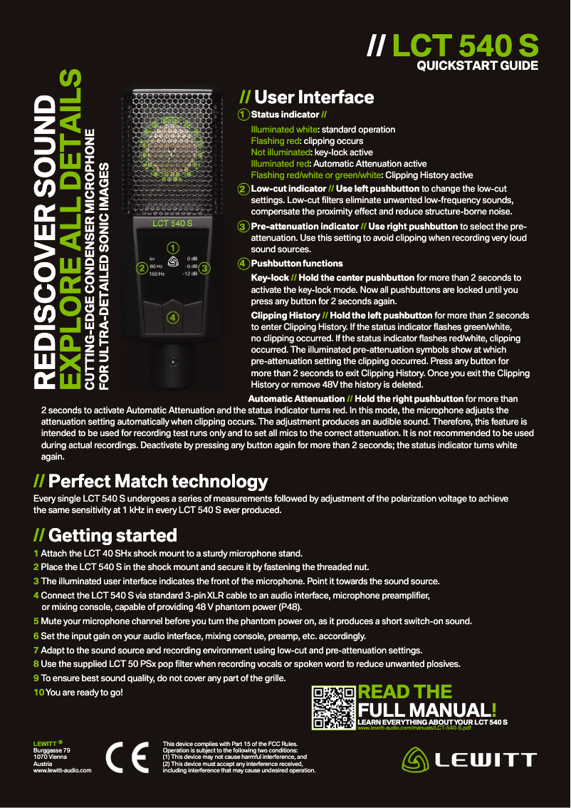 Página 1 del manual Guía de inicio rápido Lewitt LCT 540 S