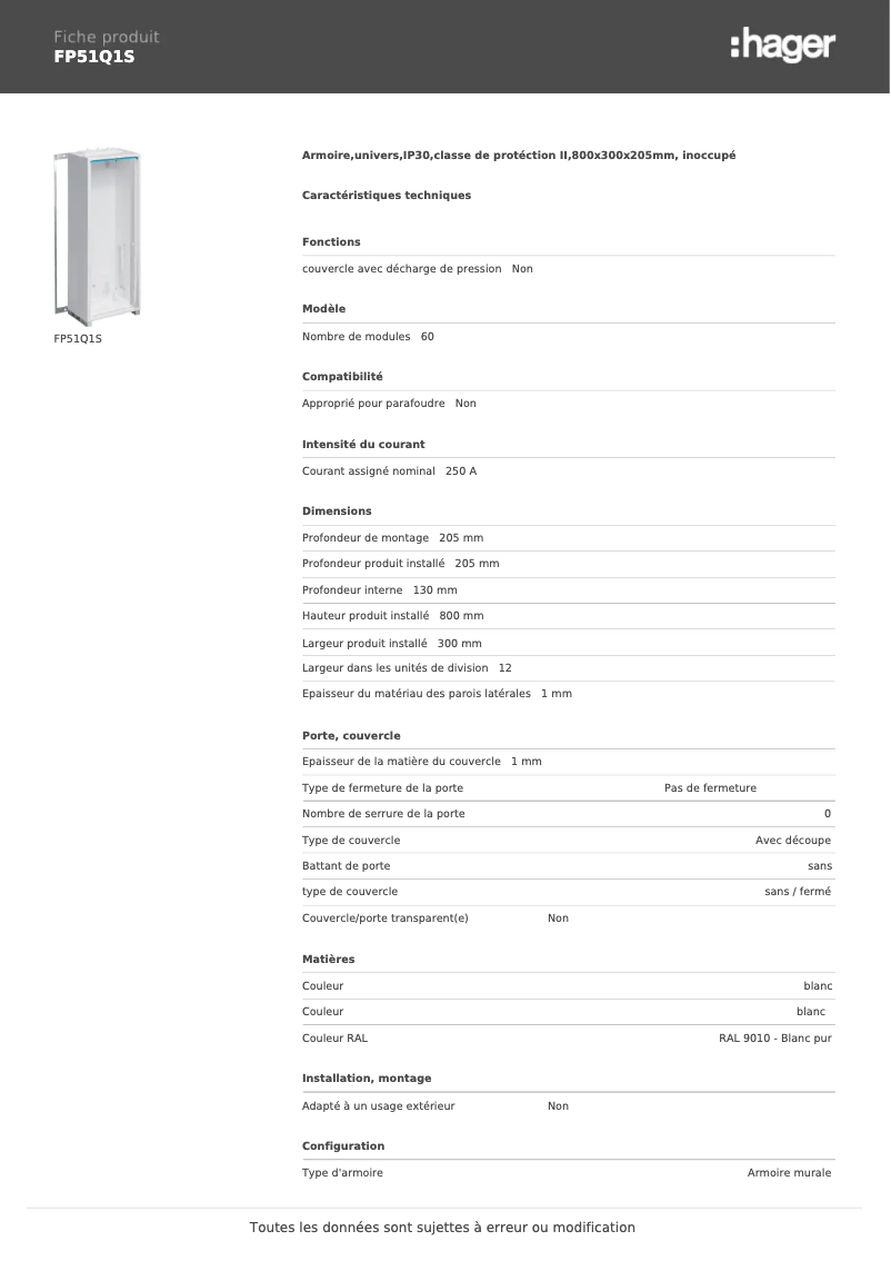 Página 1 del manual Manual de usuario Hager FP51Q1S