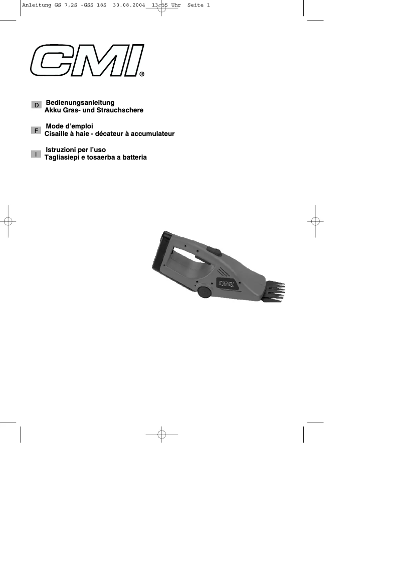Imagen de la primera página del manual del dispositivo GSS 18 S