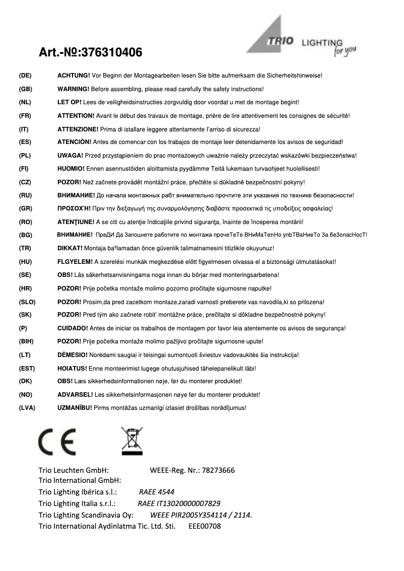 Imagen de la primera página del manual del dispositivo Portofino