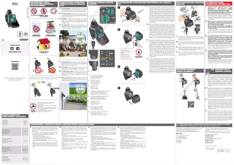 Imagen de la primera página del manual del dispositivo Aquauno Mist 8496