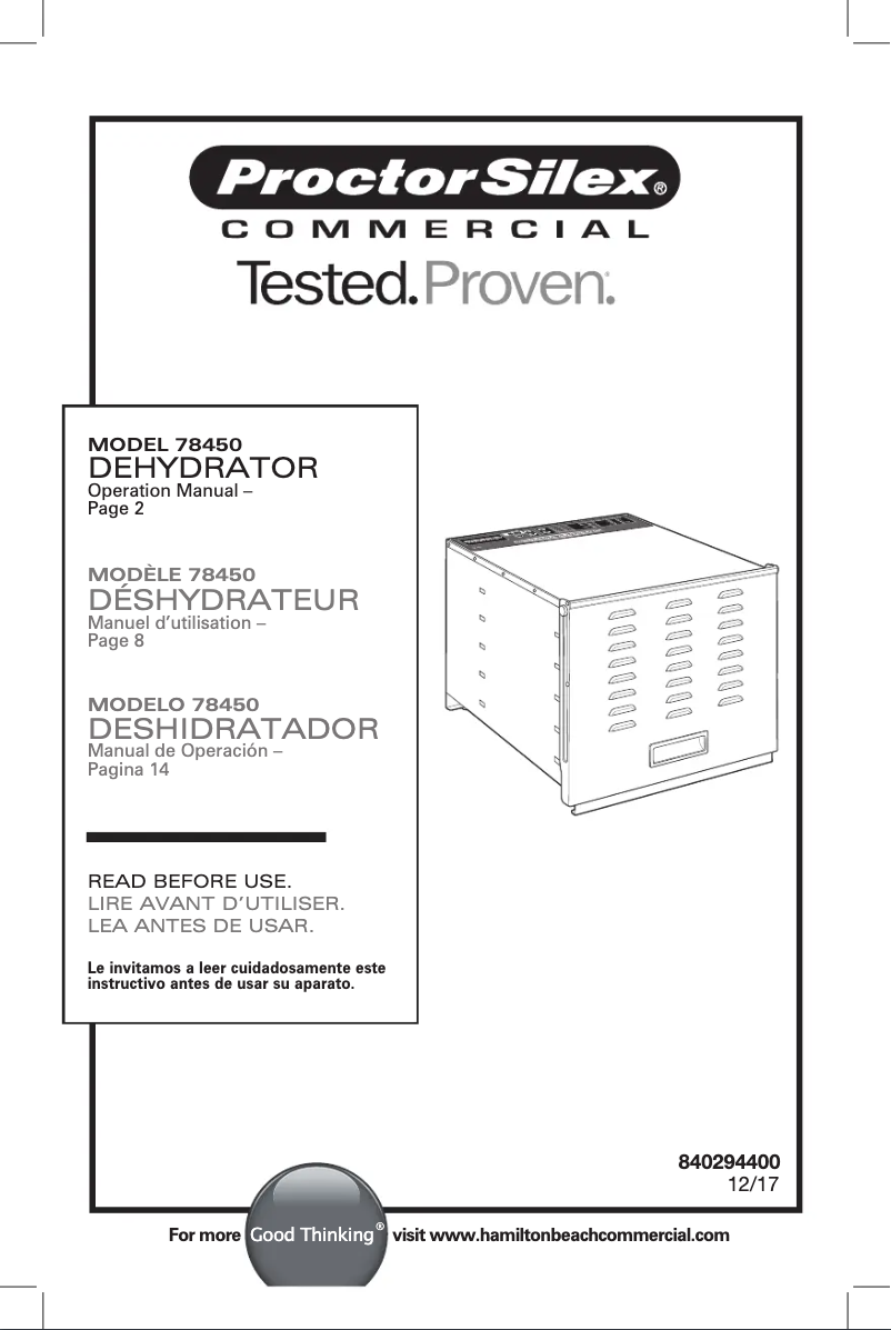 Página nº 1 - Manual de usuario Proctor Silex 78450