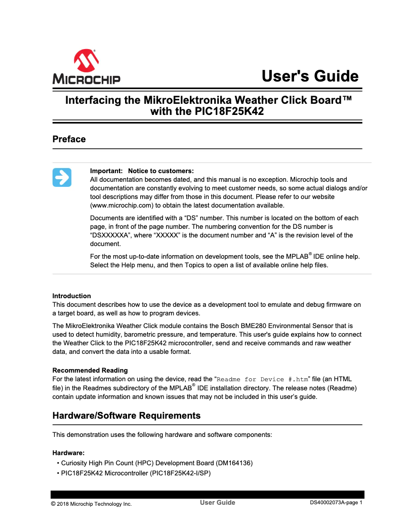 Página nº 1 - Manual de usuario Microchip PIC18F46K42