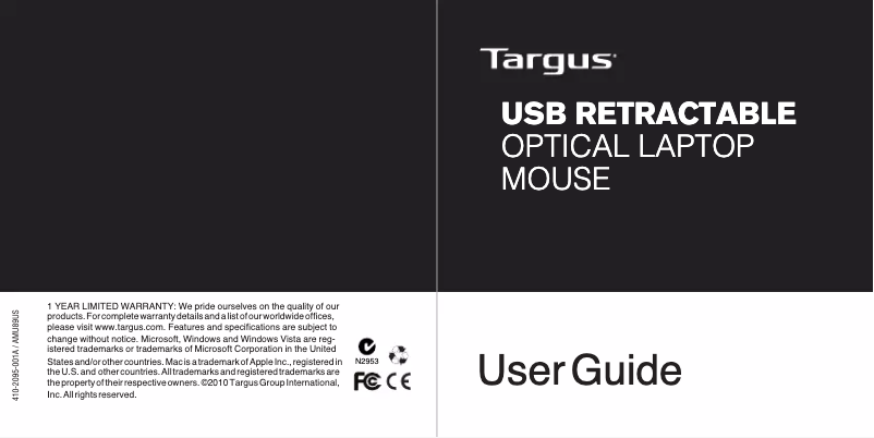 Página 1 del manual Manual de usuario Targus AMU89US