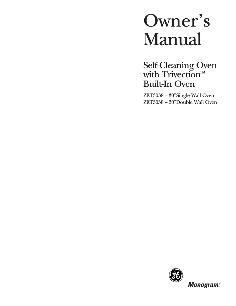 Página 1 del manual Manual de uso y mantenimiento GE ZET3058WHWW