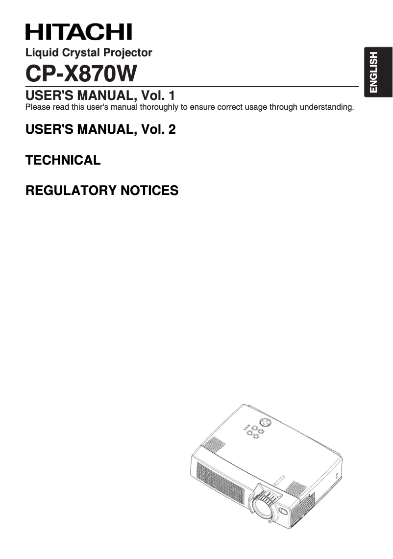 Imagen de la primera página del manual del dispositivo CP-X870W