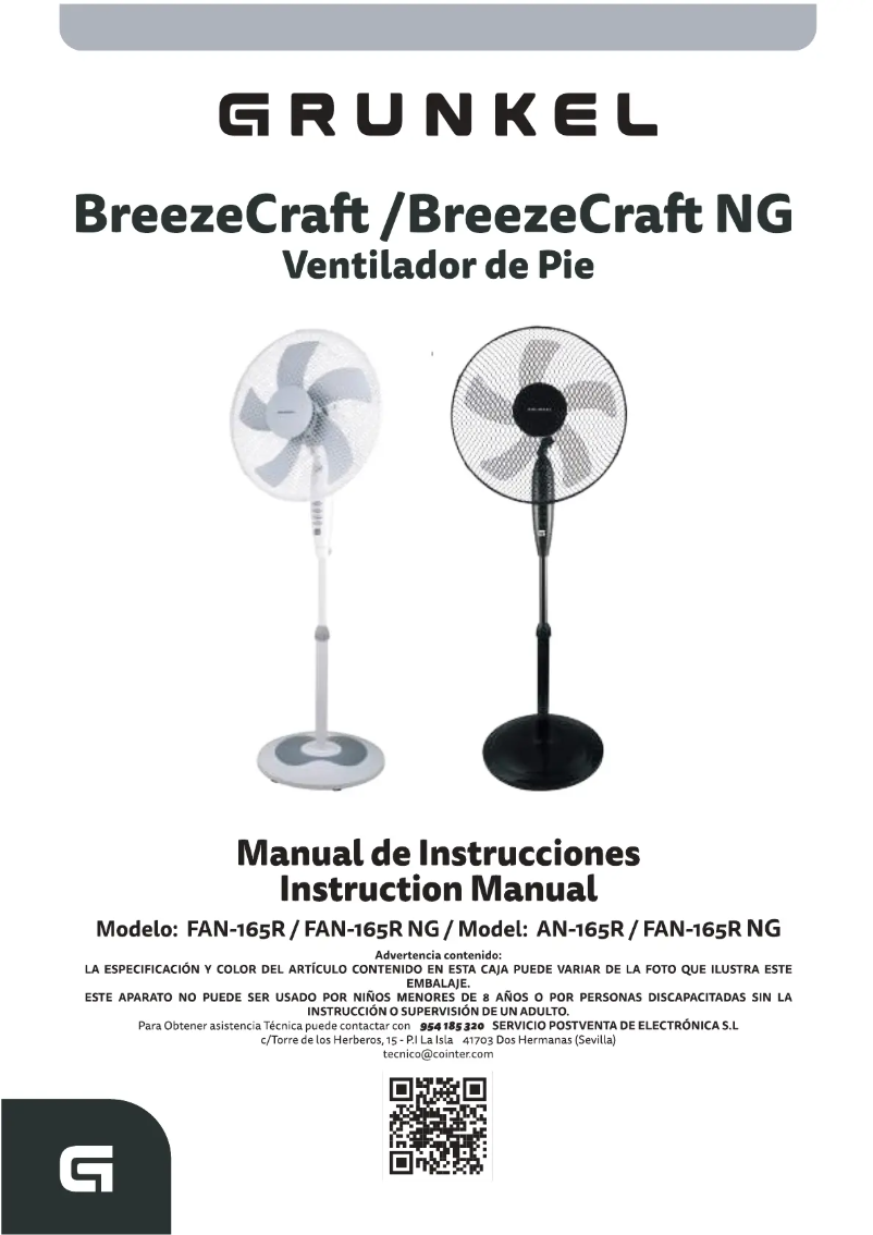 Página 1 del manual Manual de usuario Grunkel BreezeCraft FAN-165R