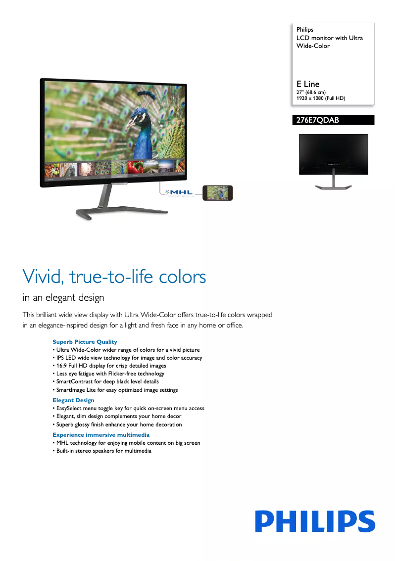 Página 1 del manual Folleto Philips 276E7QDAB