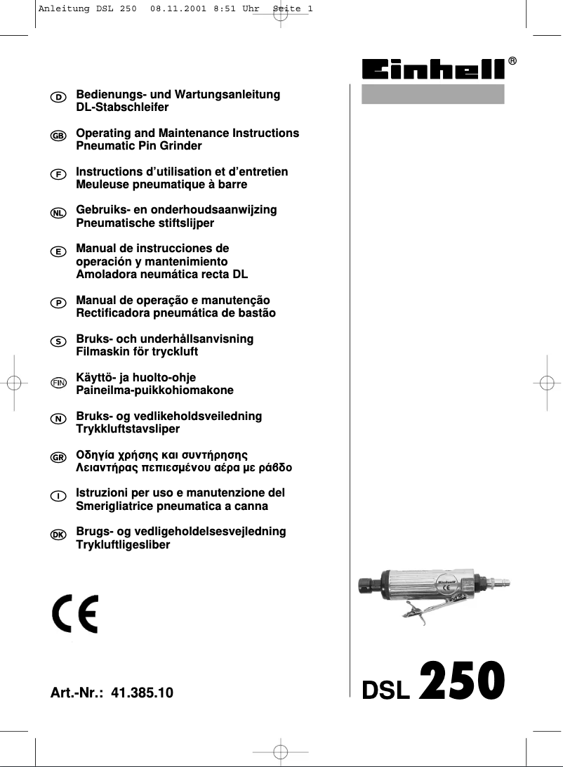 Imagen de la primera página del manual del dispositivo DSL 250