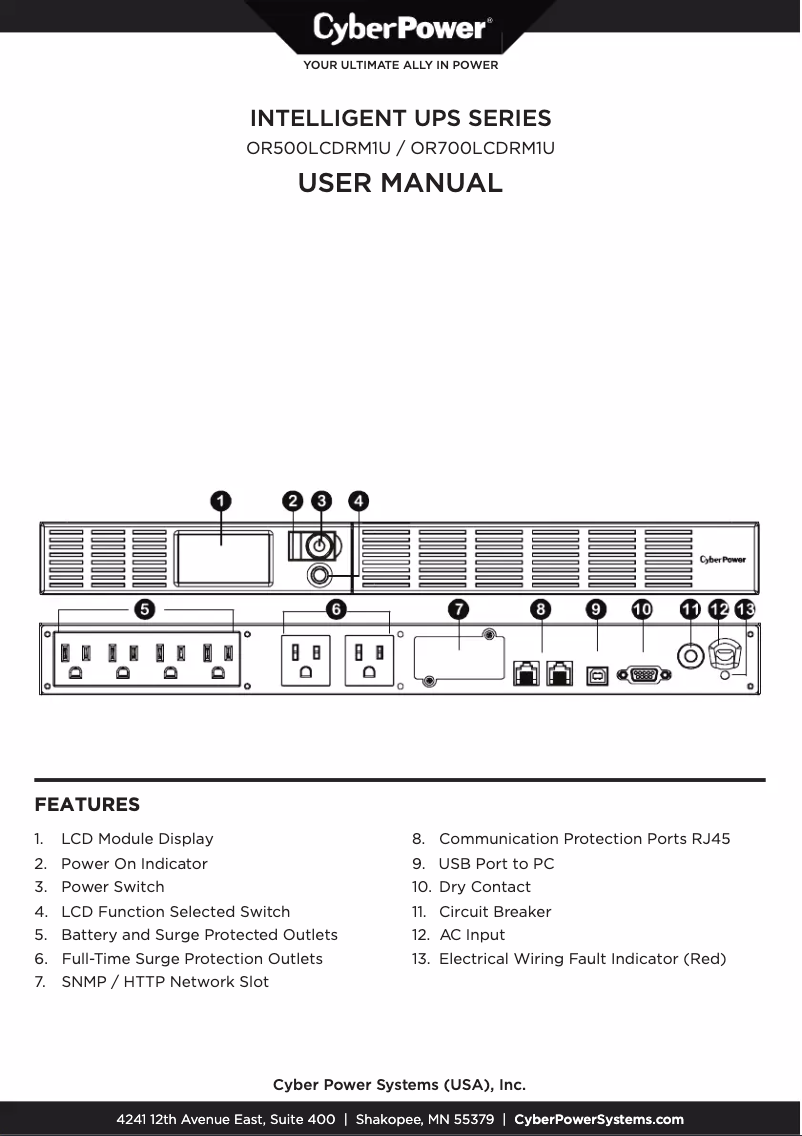 Página 1 del manual Manual de usuario CyberPower OR700LCDRM1U
