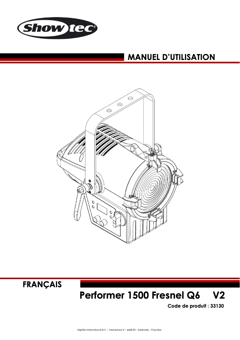 Imagen de la primera página del manual del dispositivo Performer 1500 Fresnel Q6