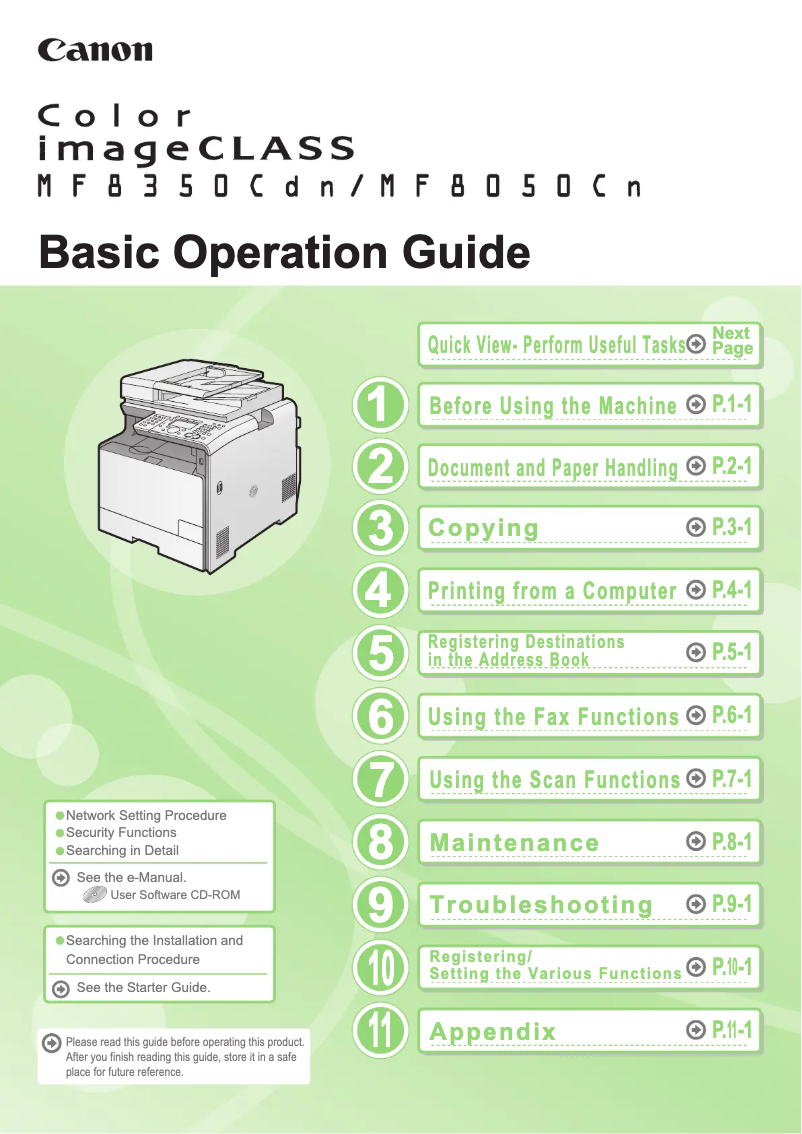 Página 1 del manual Manual de usuario Canon Color imageCLASS MF8050Cn