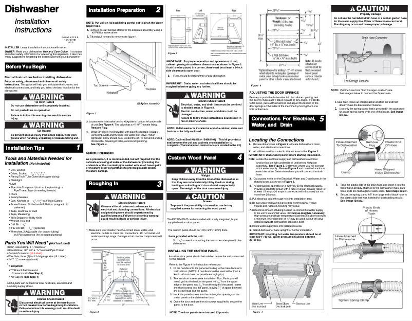 Página 1 del manual Guía de instalación Electrolux EIDW6405HT