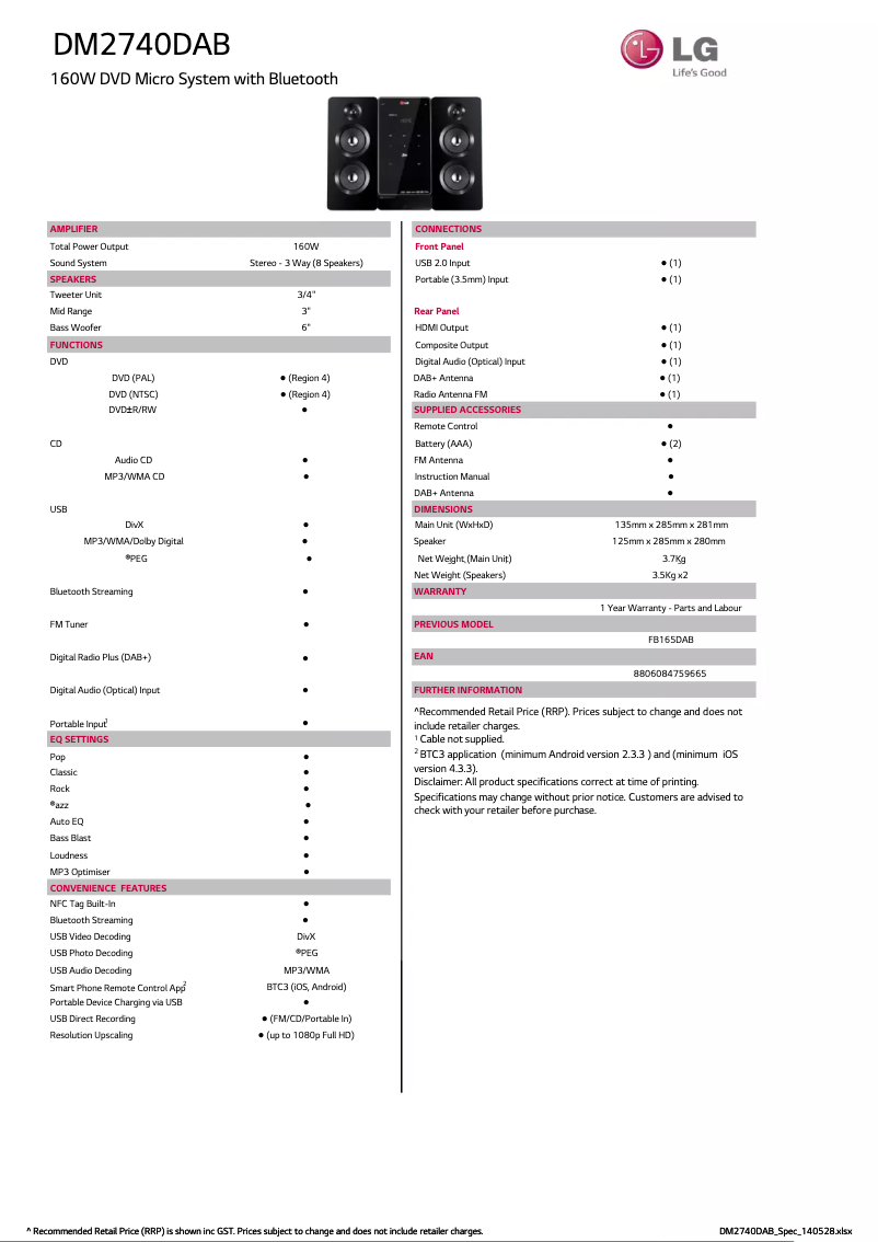 Imagen de la primera página del manual del dispositivo DM2740DAB