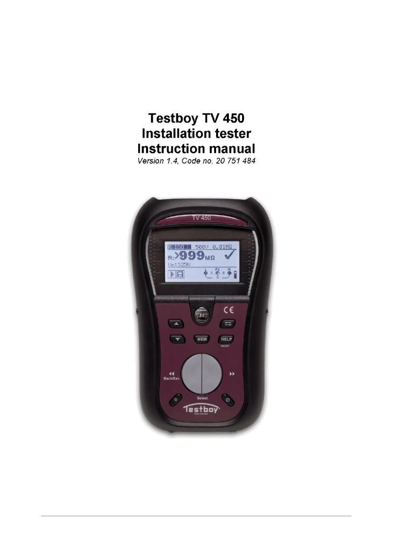 Página nº 1 - Manual de usuario Testboy TV 450