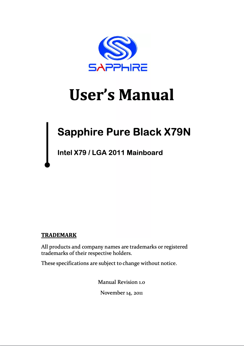 Imagen de la primera página del manual del dispositivo Pure Black X79N