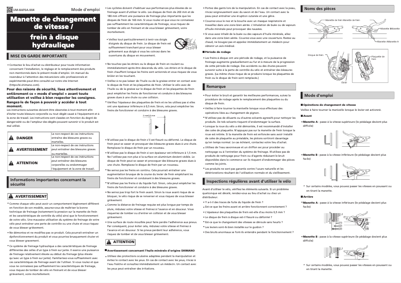 Página nº 1 - Manual de usuario Shimano BL-M365