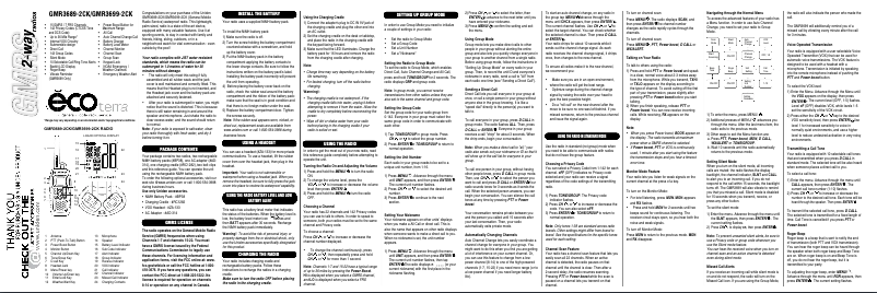 Página 1 del manual Manual de usuario Uniden GMR3699-2CK