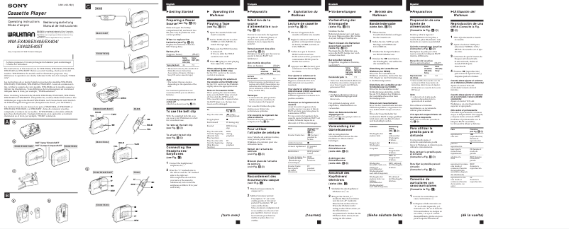 Página 1 del manual Manual de usuario Sony Walkman WM-EX404