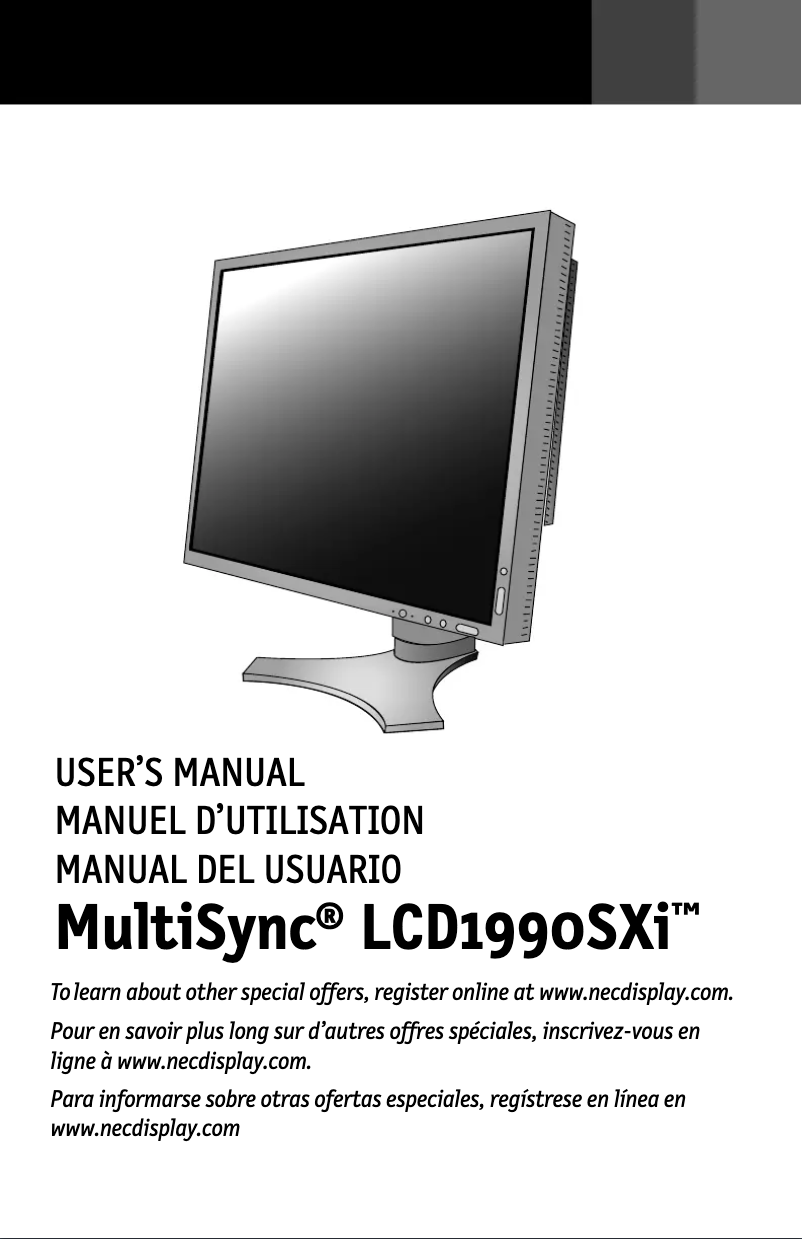 Imagen de la primera página del manual del dispositivo MultiSync LCD1990SXi