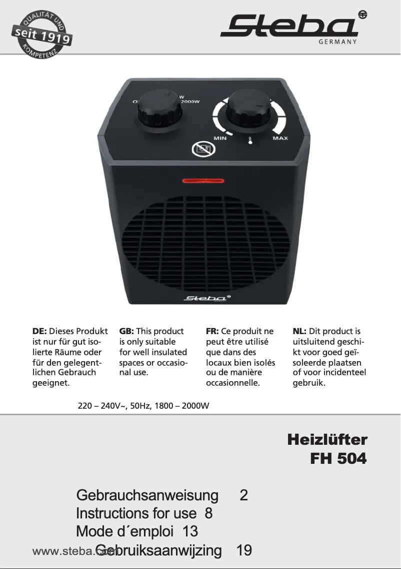 Imagen de la primera página del manual del dispositivo FH 504