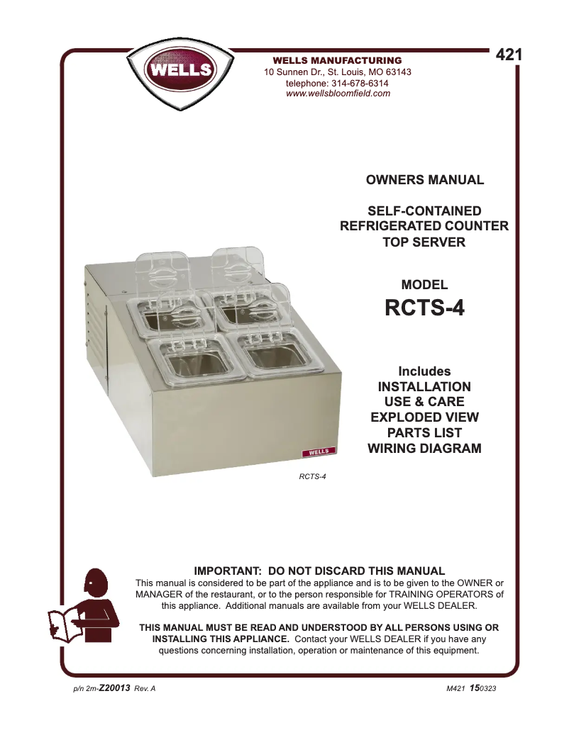 Página 1 del manual Manual de usuario Wells RCTS-4