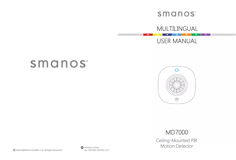 Página 1 del manual Manual de usuario smanos MD7000 PIR