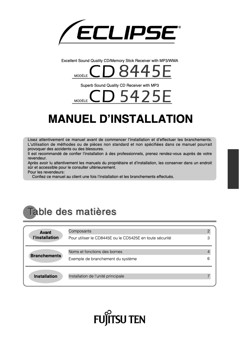 Imagen de la primera página del manual del dispositivo CD5425E