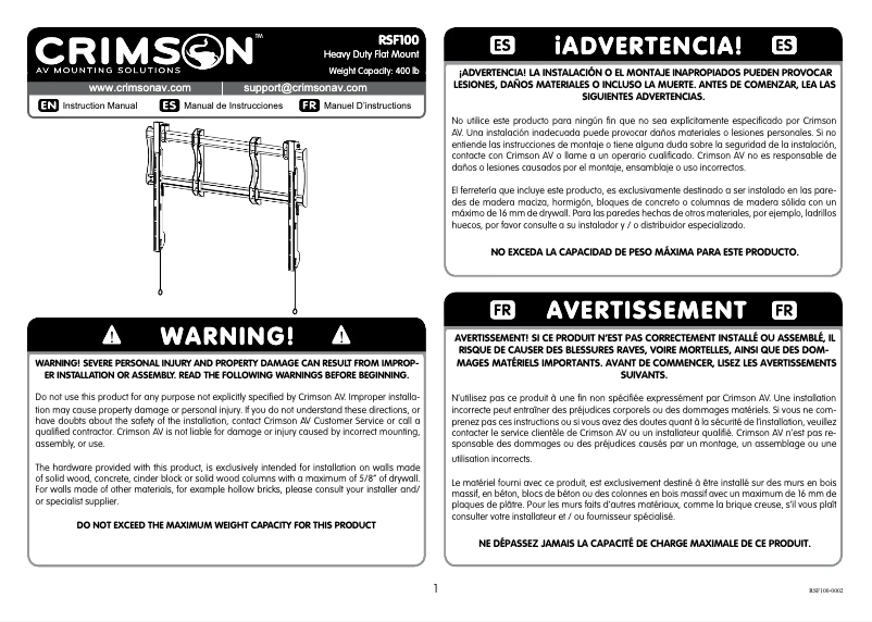 Imagen de la primera página del manual del dispositivo RSF100