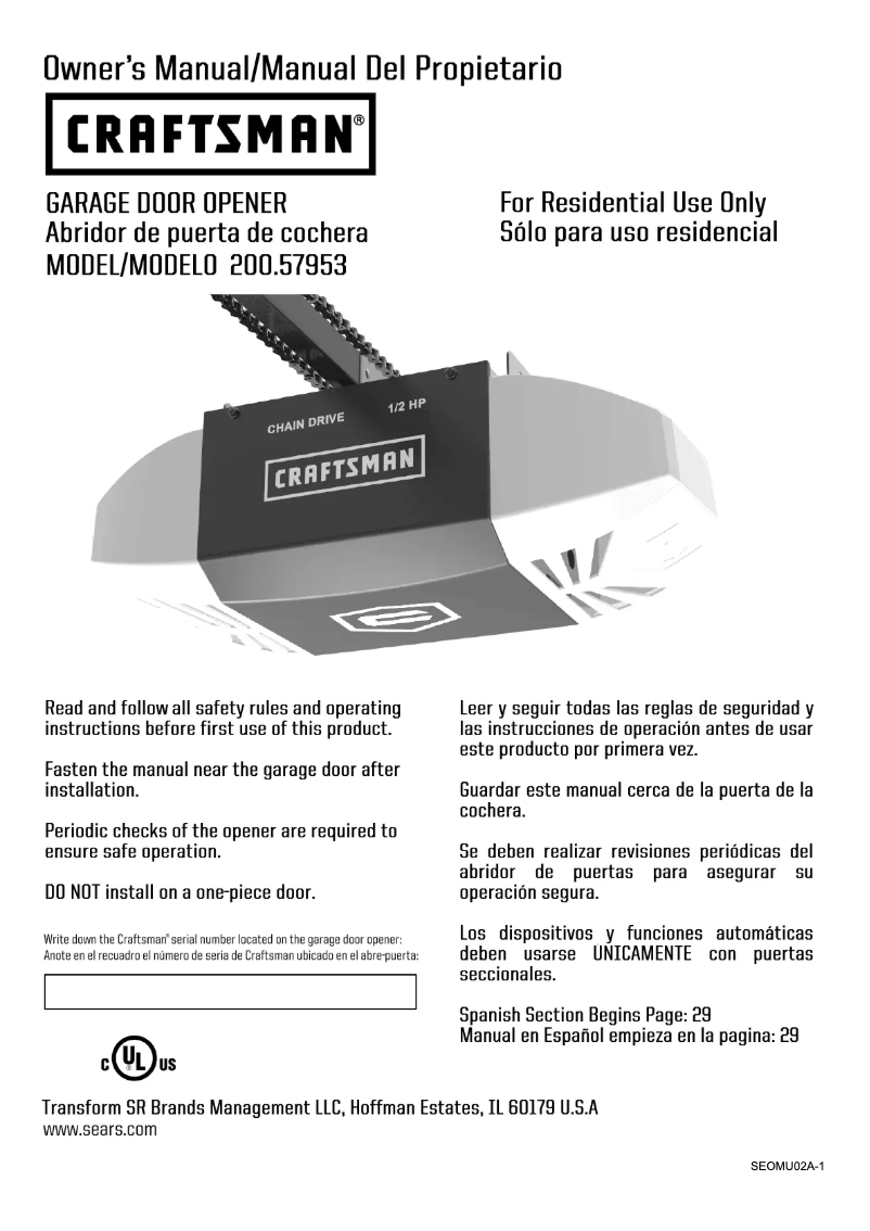 Página 1 del manual Manual de usuario Craftsman 57953