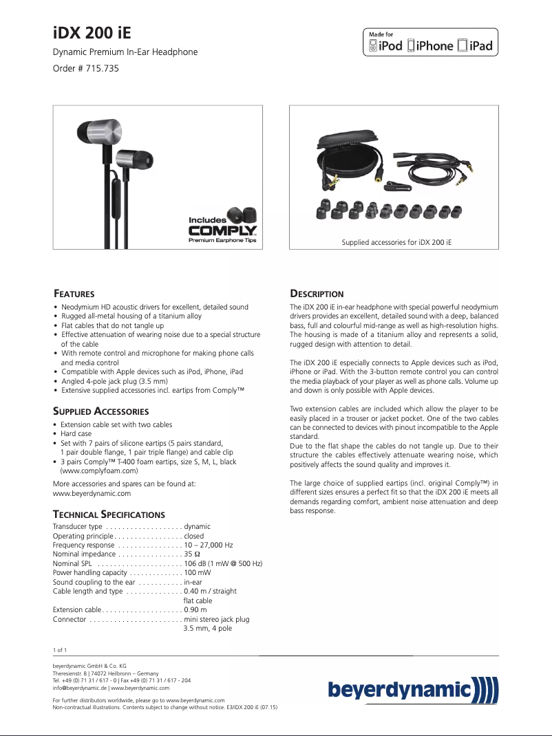 Imagen de la primera página del manual del dispositivo IDX 200 iE
