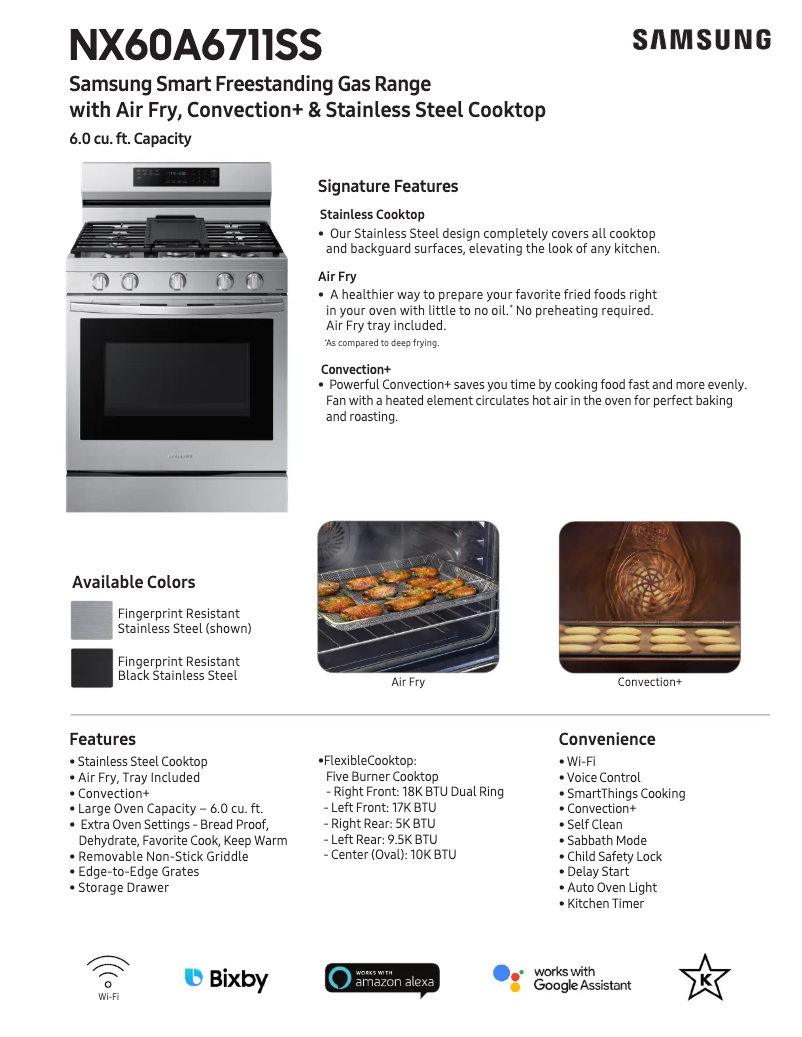 Página 1 del manual Ficha técnica Samsung NX60A6711SG