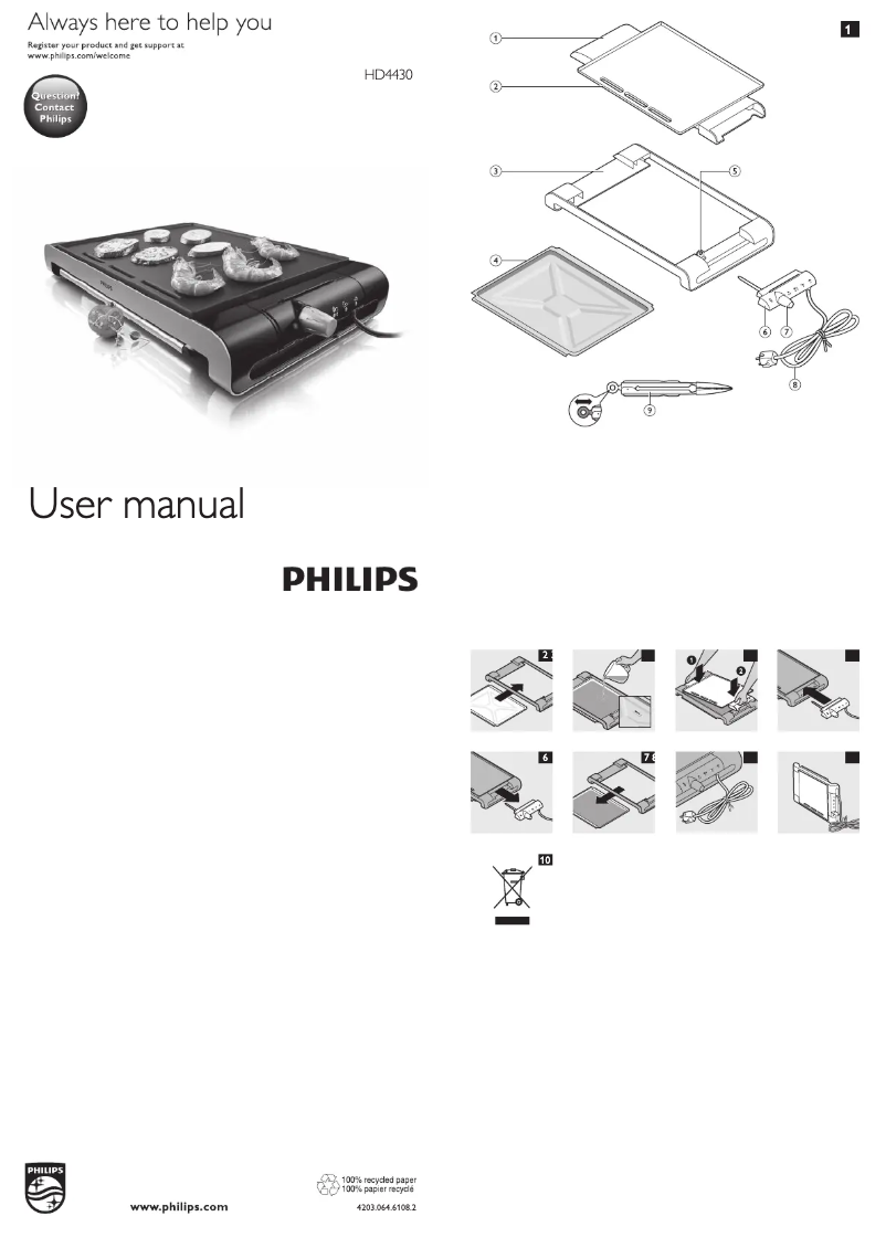 Imagen de la primera página del manual del dispositivo Plancha HD4430