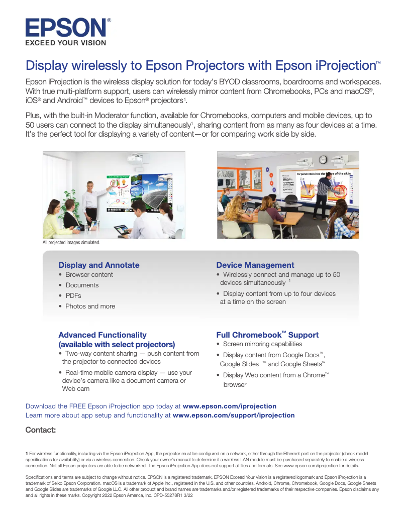 Imagen de la primera página del manual del dispositivo BrightLink EB-725Wi