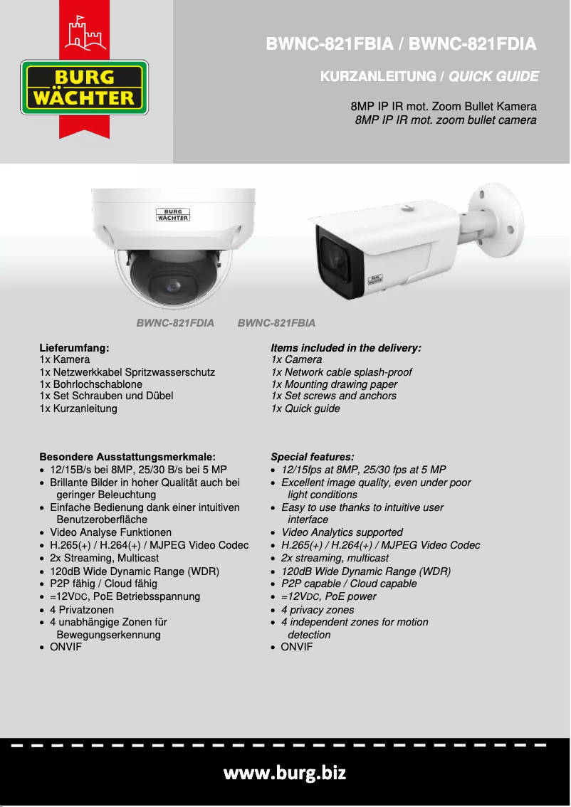 Imagen de la primera página del manual del dispositivo BWNC-821FBIA