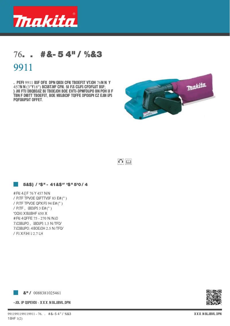 Página nº 1 - Ficha técnica Makita 9911