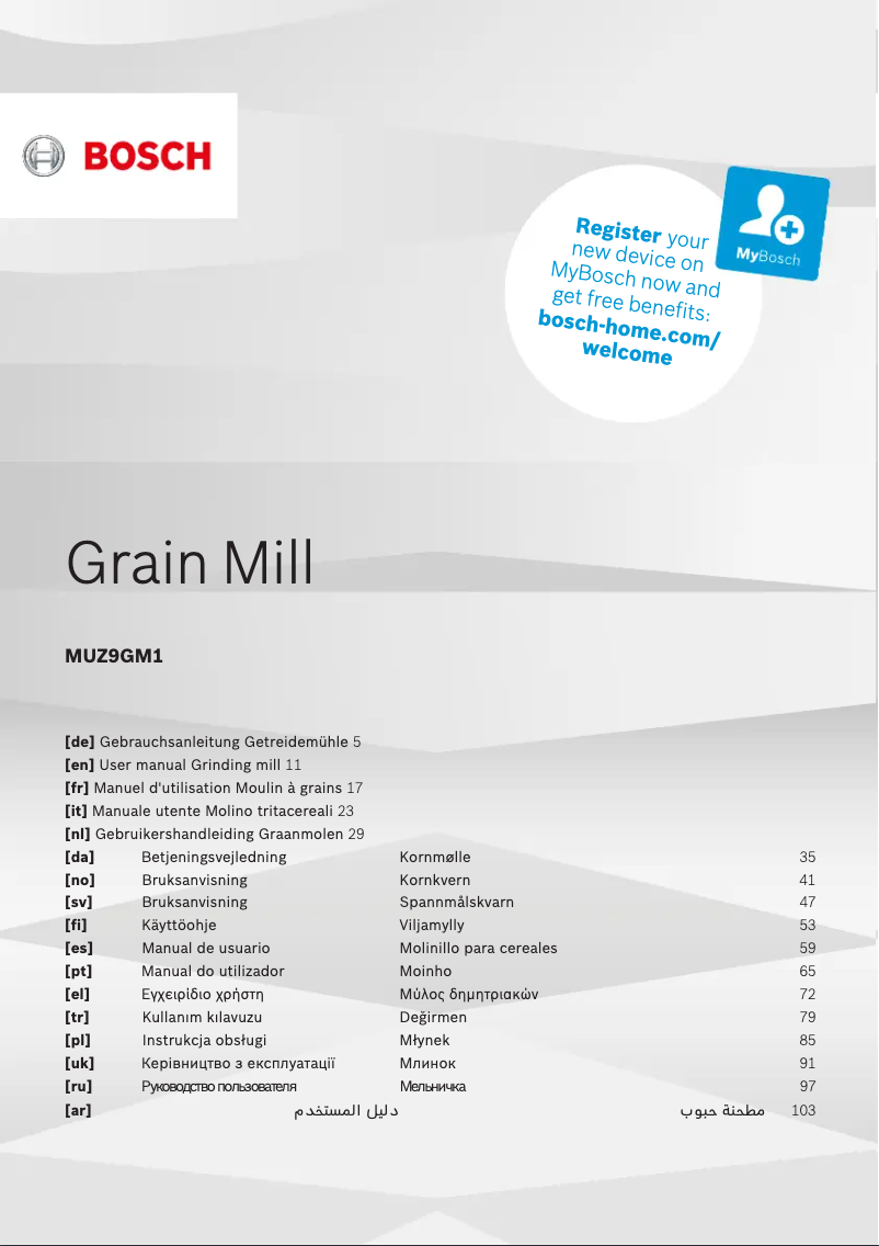 Página nº 1 - Manual de usuario Bosch MUZ9GM1