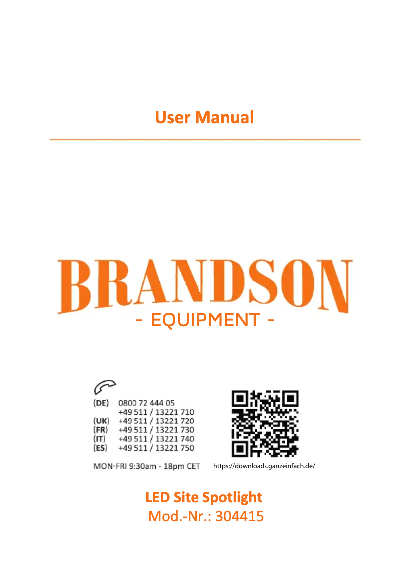 Página 1 del manual Manual de usuario Brandson 304415