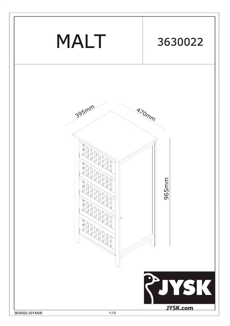 Página 1 del manual Manual de usuario JYSK Malt (47x97x40)